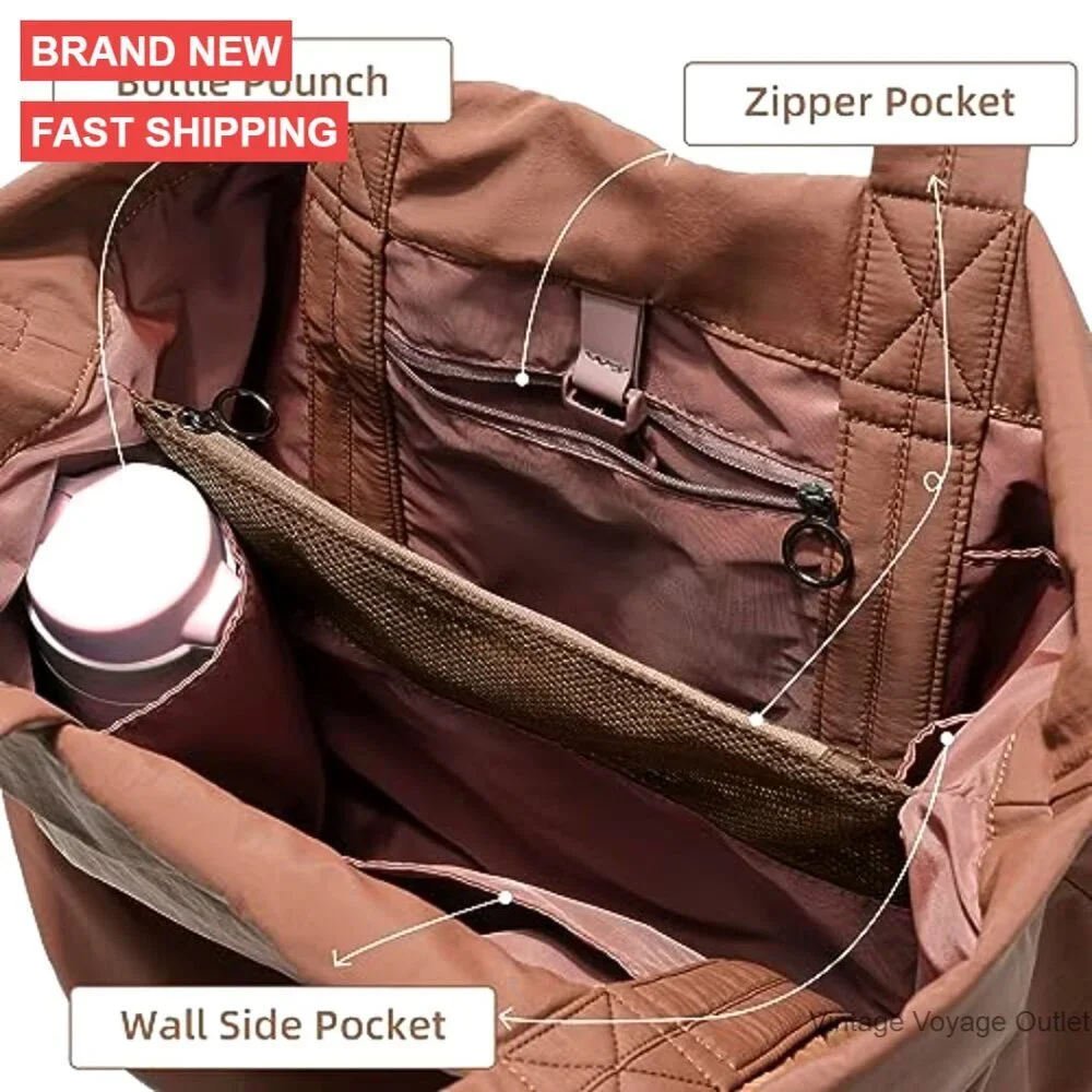 Large 19L Nylon Hobo Tote with Adjustable Straps for Travel Gym Work
